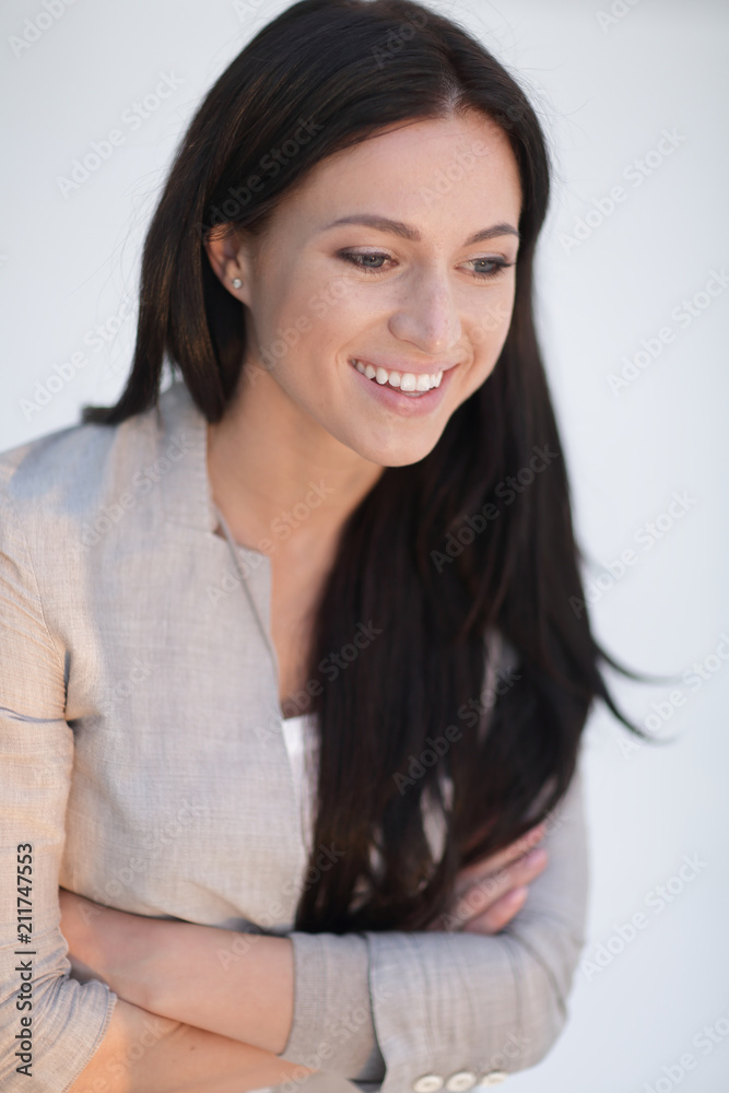 close-up face of a successful young woman. close-up face of a successful young woman.