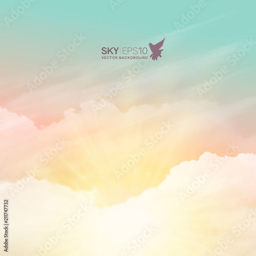 realistic turquoise-yellow sky