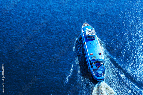 Great cruise boat in the blue sea - top view © Stanislav Ostranitsa