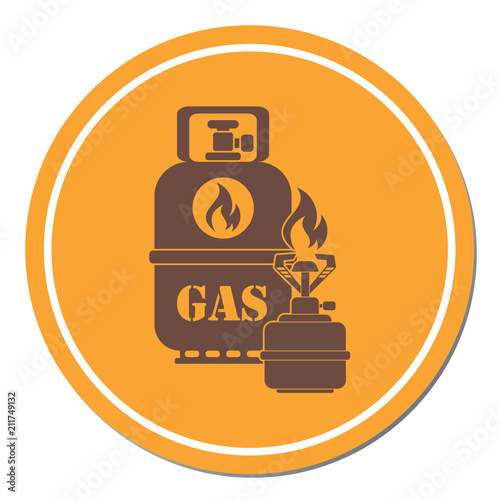 Camping stove with gas bottle icon
