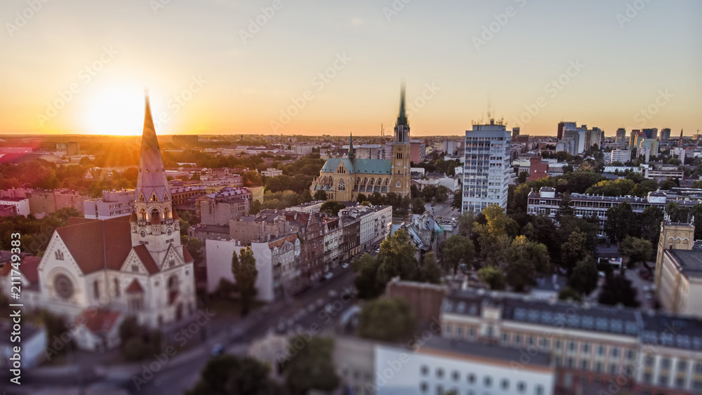 Łódź, Polska. Panorama miasta.
