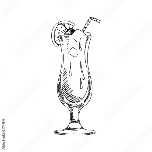 vector hand drawn coctail Illustration