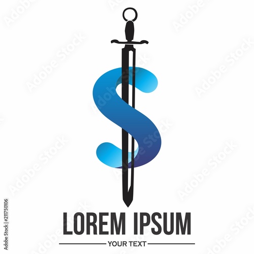 S letter logo design for sword, company, idea, and trendy