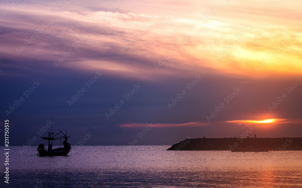 Small fishing boat on the sea