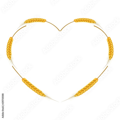 Wheat ears heart shaped frame icon. Cartoon illustration of wheat ears vector icon for web design