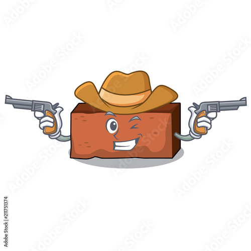 Cowboy brick character cartoon style