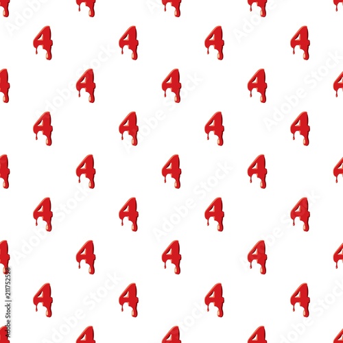 Four number isolated on white background. Red bloody four number vector illustration