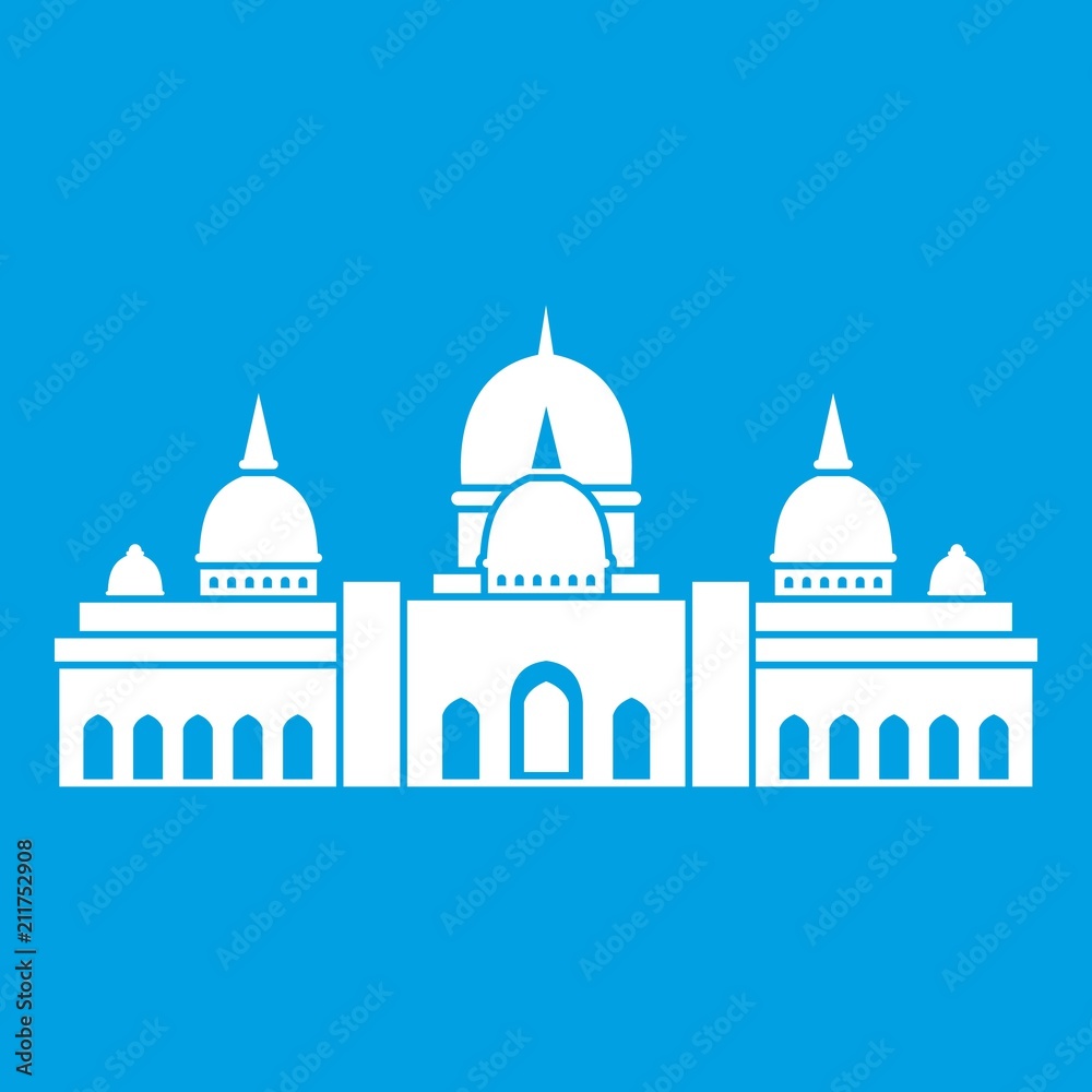Fototapeta premium Sheikh Zayed Grand Mosque, UAE icon white isolated on blue background vector illustration