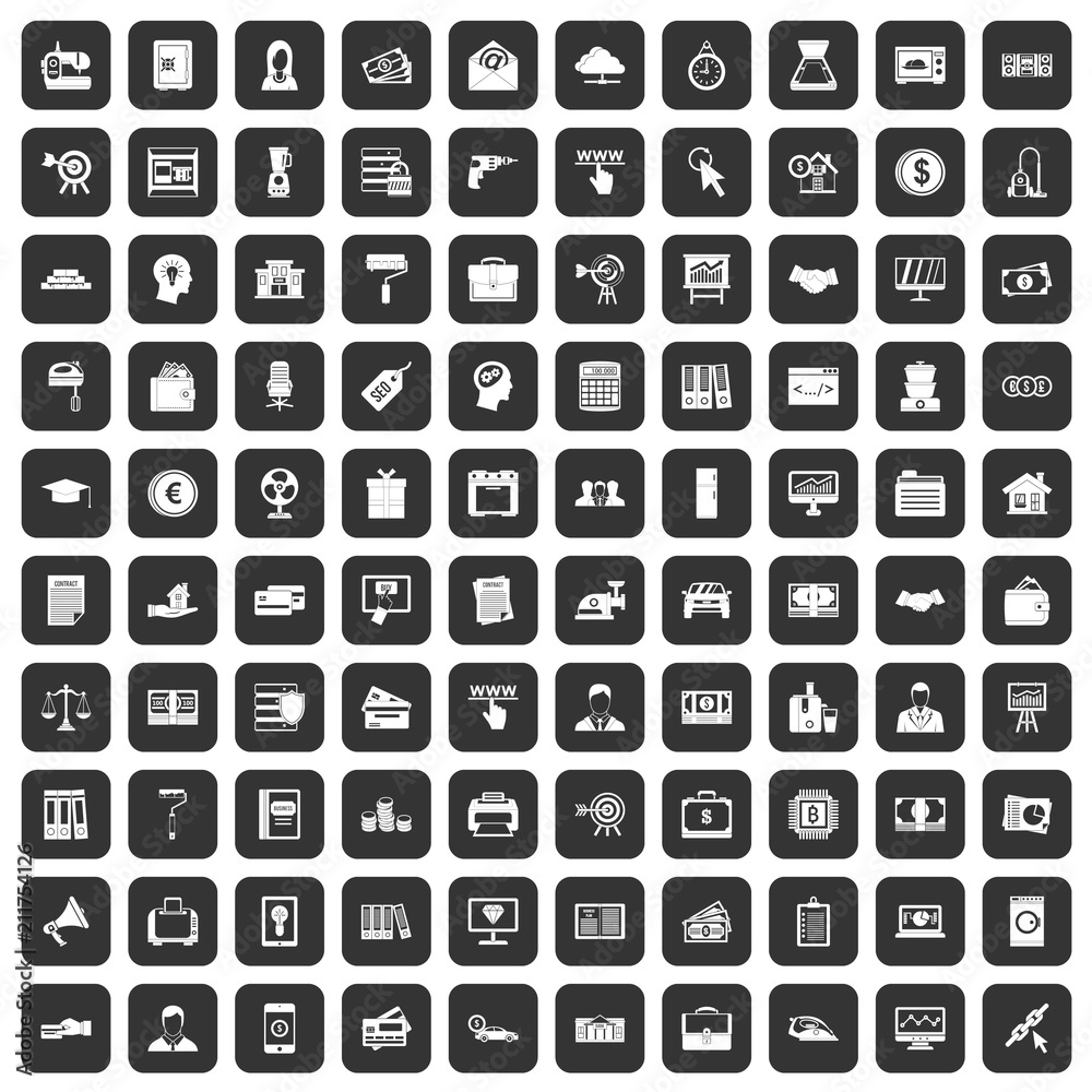100 lending icons set in black color isolated vector illustration 100 lending icons set in black color isolated vector illustration