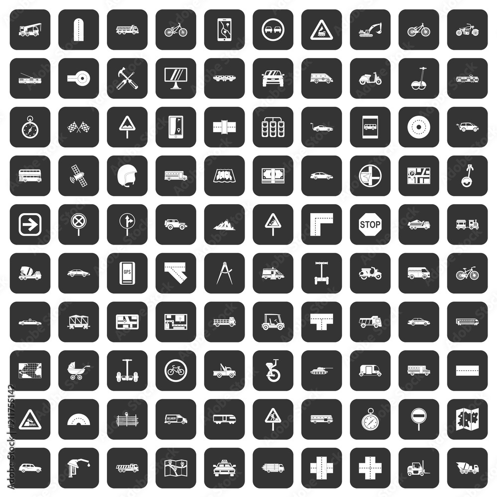 100 location icons set in black color isolated vector illustration 100 location icons set in black color isolated vector illustration