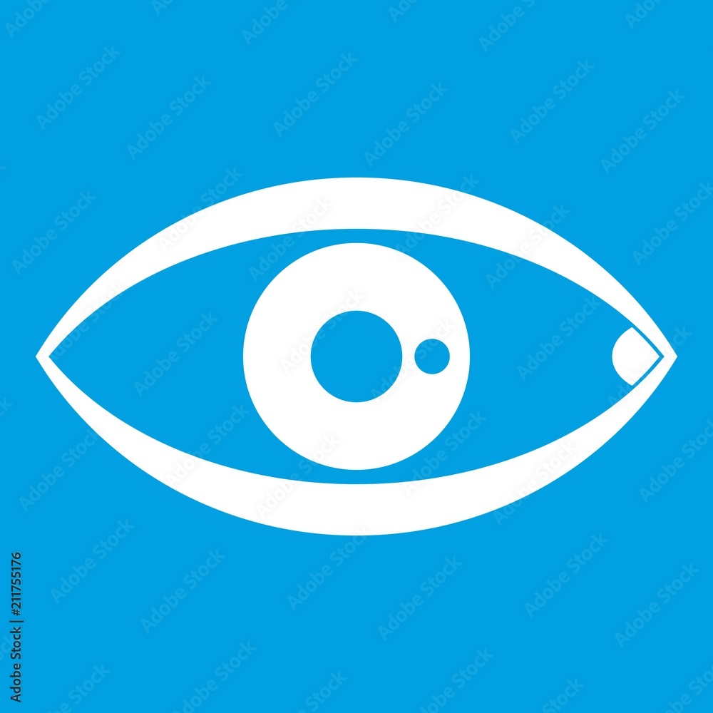 Human eye icon white isolated on blue background vector illustration Human eye icon white isolated on blue background vector illustration