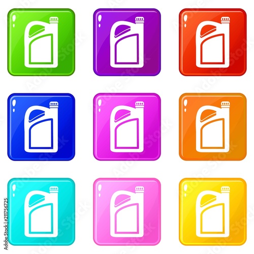 Jerrycan icons of 9 color set isolated vector illustration