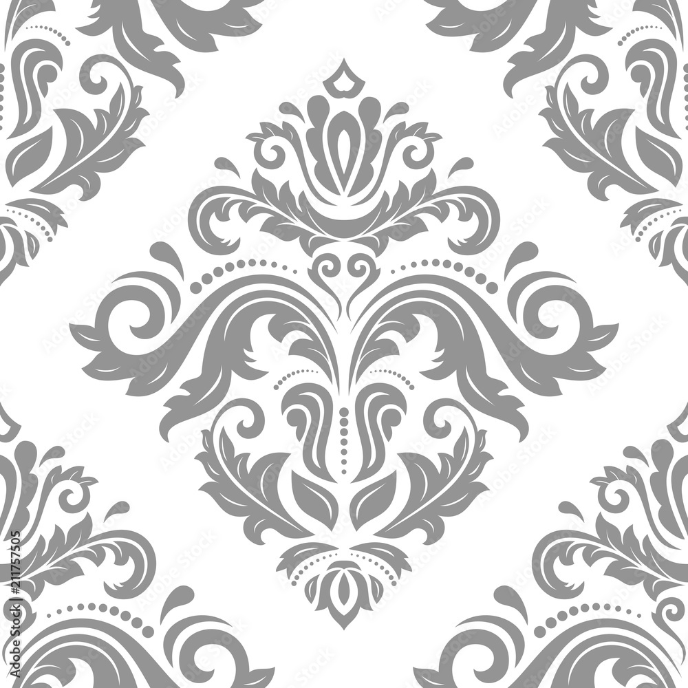 Classic seamless silver pattern. Traditional orient ornament. Classic vintage background