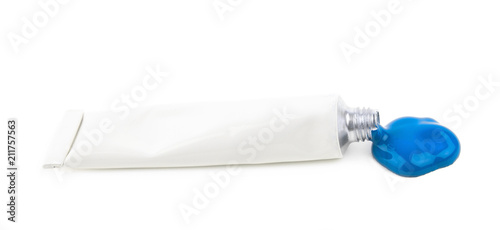Metal tube of paint isolated