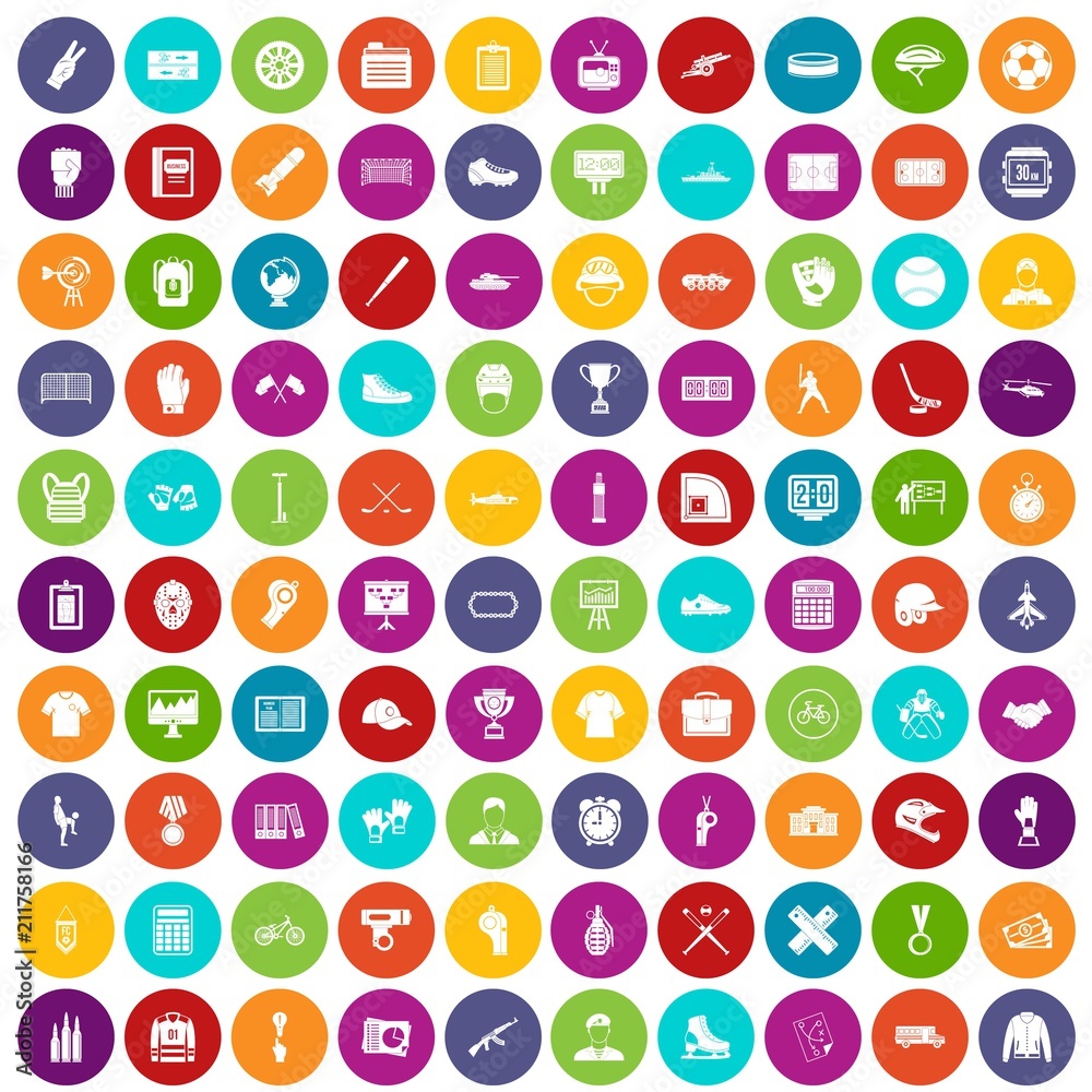 100 mens team icons set in different colors circle isolated vector illustration 100 mens team icons set in different colors circle isolated vector illustration
