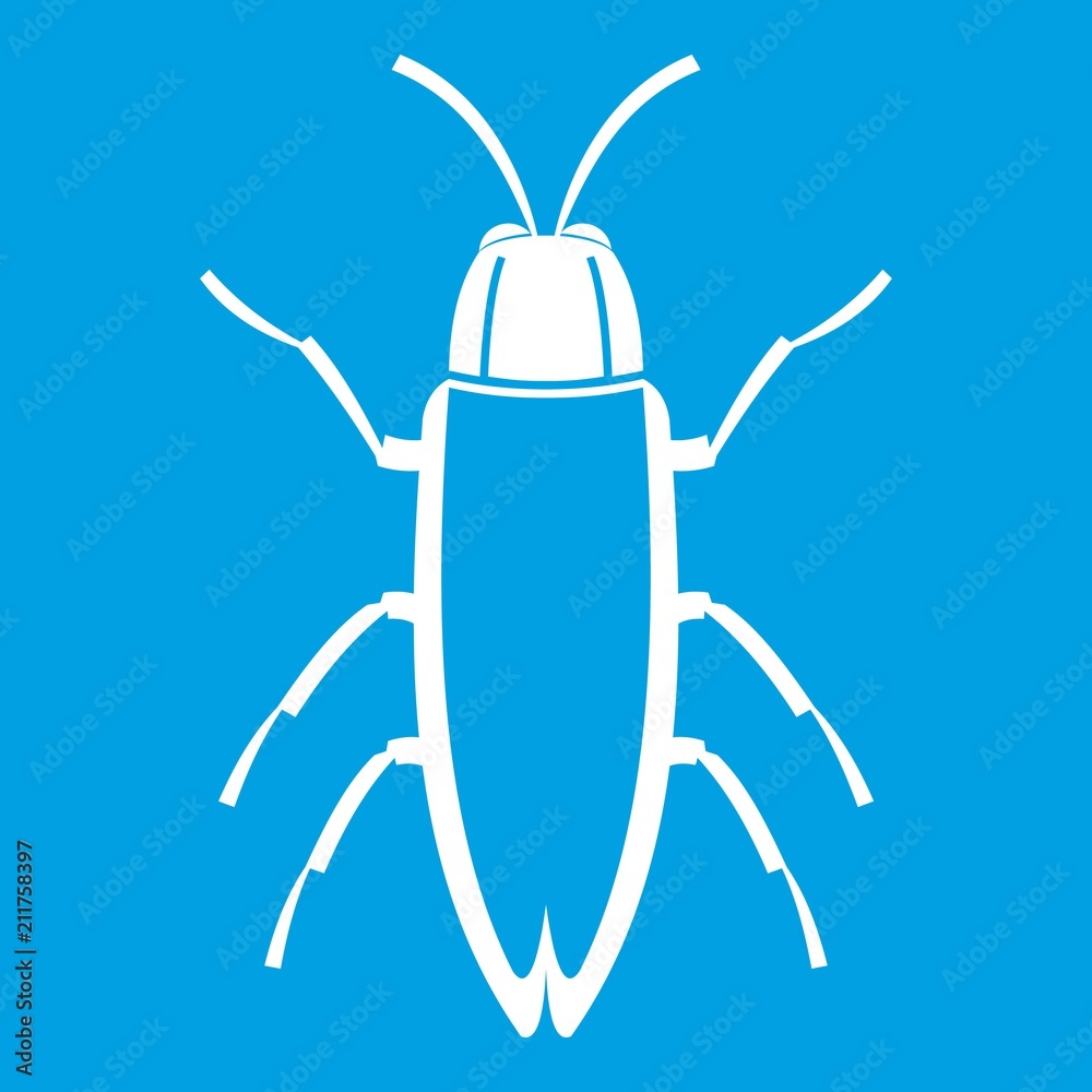Cockroach icon white isolated on blue background vector illustration Cockroach icon white isolated on blue background vector illustration