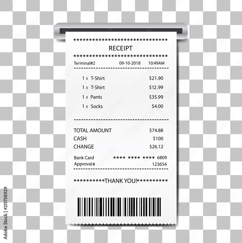 Receipt bill paper invoice,receipt template, Stock Vector Adobe Stock