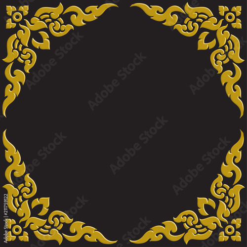 3D golden carve Thai pattern