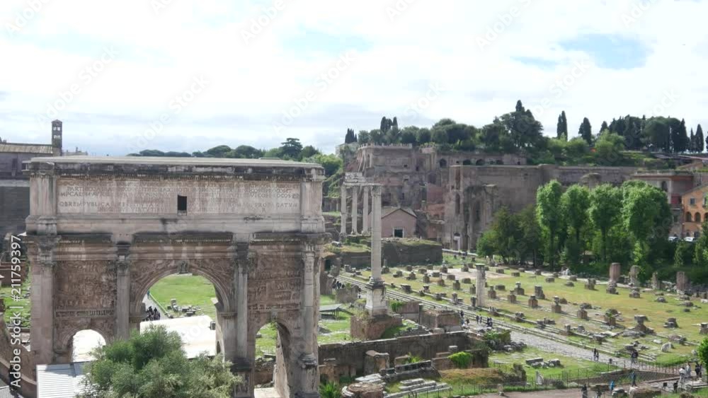 Ruins ancient columns, the remains of antique buildings in Rome Ruins ancient columns, the remains of antique buildings in Rome