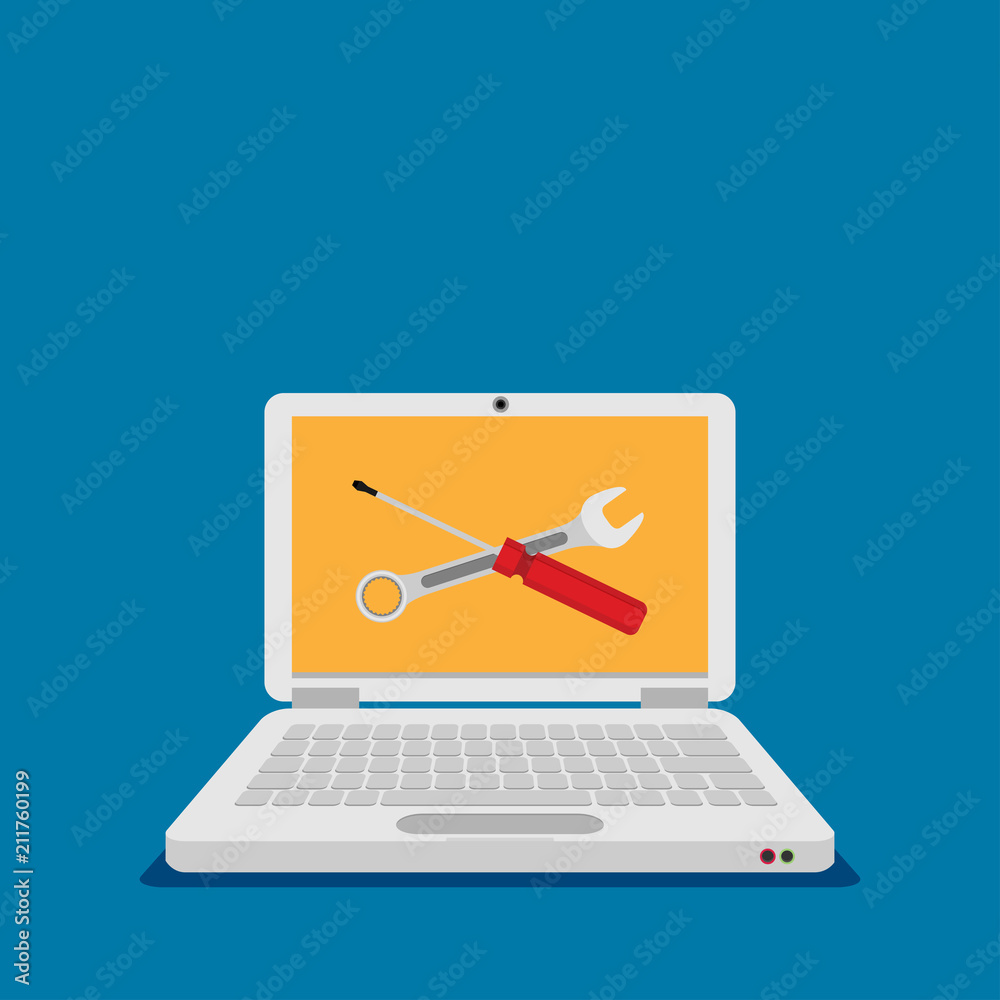 Computer repair service, maintenance, technical support. Flat design. Vector illustration Computer repair service, maintenance, technical support. Flat design. Vector illustration