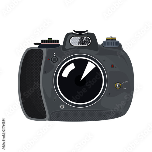 Manual Camera Isolated on White Background, Photographic Equipment, Vector Illustration