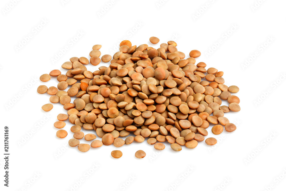 Lentils.Top view.Isolated. Lentils.Top view.Isolated.