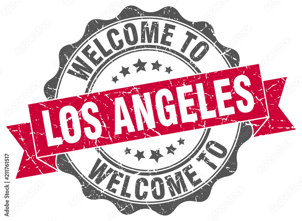 Fototapeta premium Los Angeles round ribbon seal