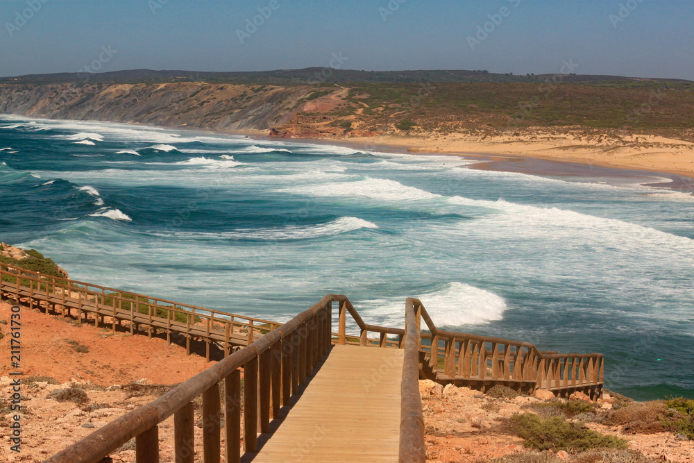 Ocean waves at Portugal southern beach the power of water