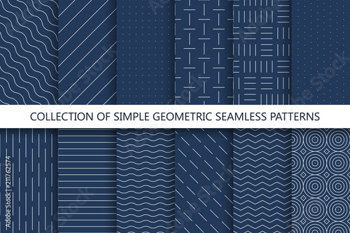 Collection of simple seamless geometric patterns. You can find repeatable backgrounds in swatches panel