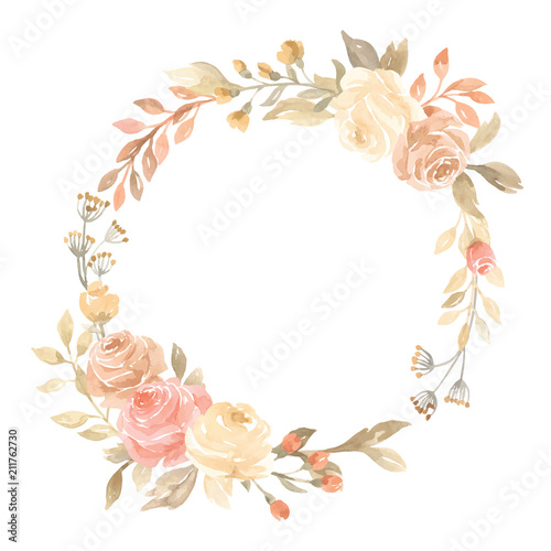 Hand painted pastel watercolor wreath flower wedding decoration