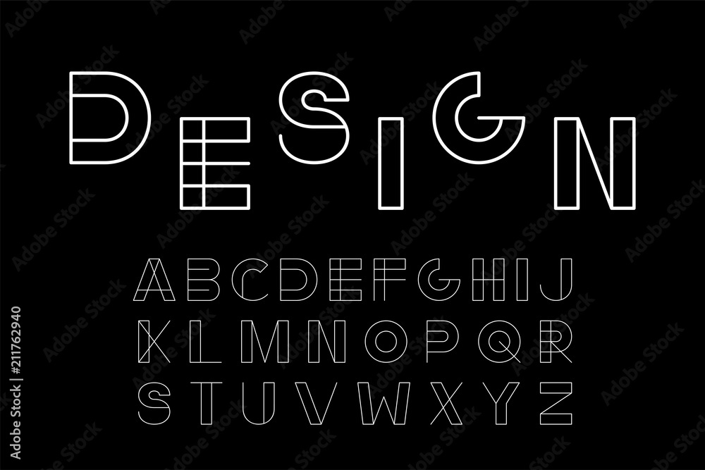 Vector minimalistic font - modern futuristic design. Creative english alphabet. White latin letters