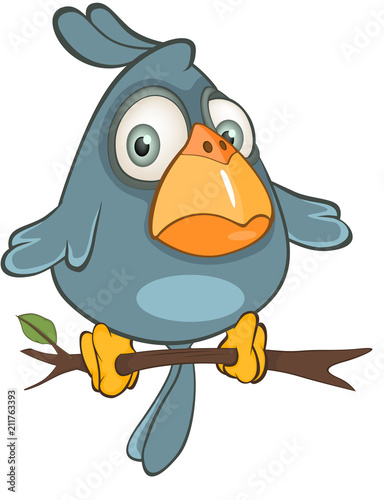 Illustration of a  Cute Blue Bird Cartoon Character