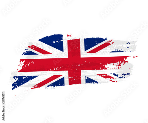 British flag made of brush strokes. Vector grunge UK flag isolated on white background.