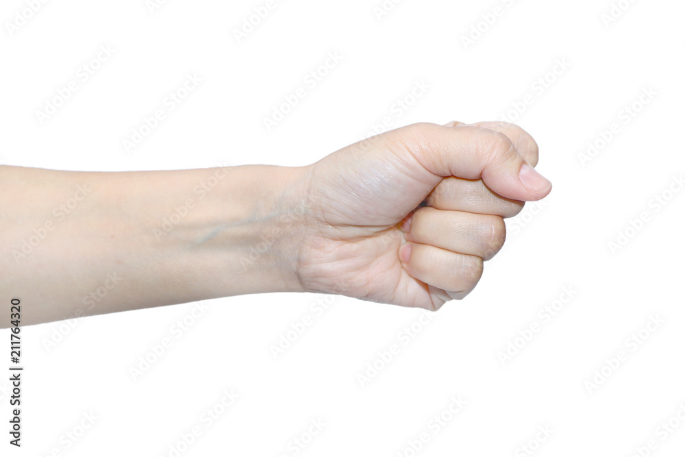 fist, gesture hand close-up on a white background fist, gesture hand close-up on a white background
