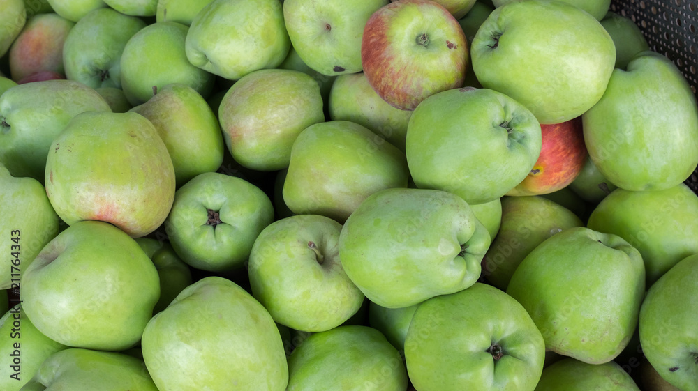 Green red new apples for sale at city market Green red new apples for sale at city market