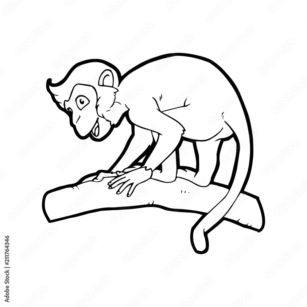 Fototapeta premium Monkey cartoon illustration isolated on white background for children color book