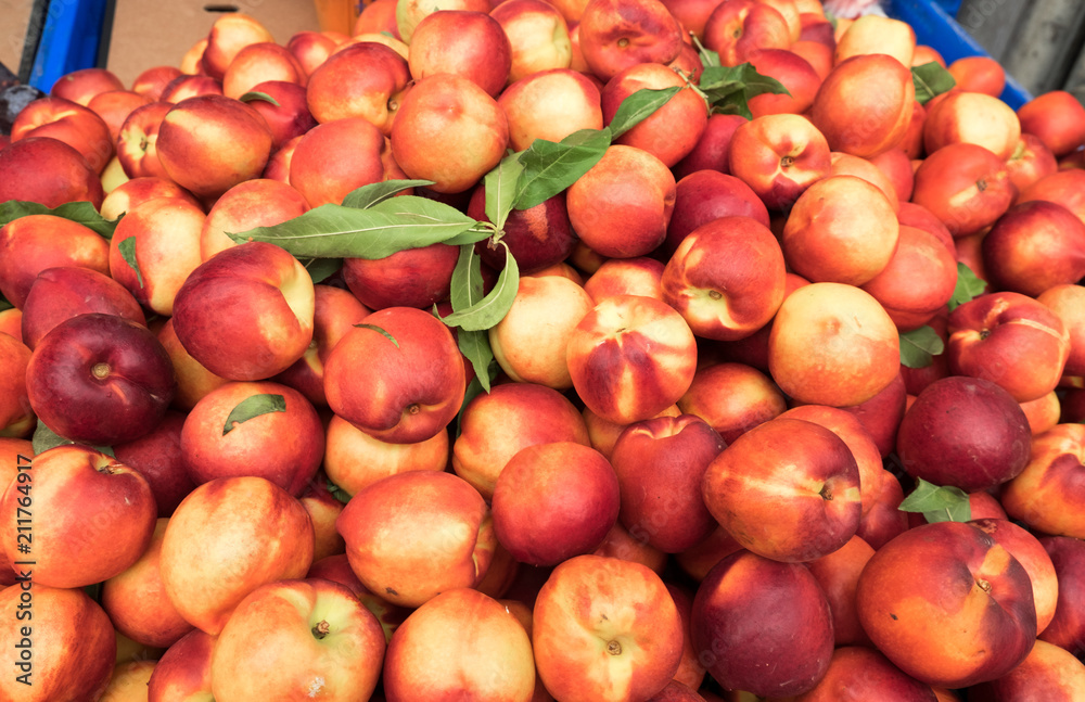 New harvest nectarines for sell at the city market New harvest nectarines for sell at the city market