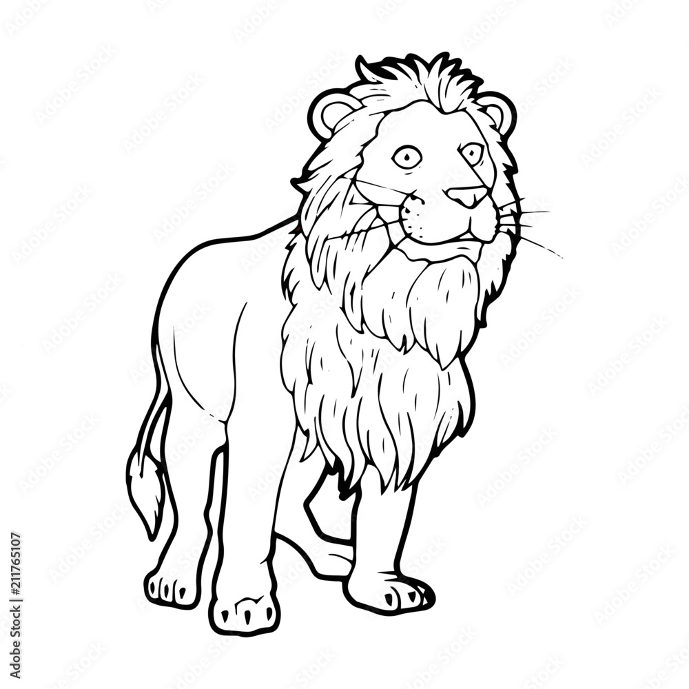 Obraz premium Lion cartoon illustration isolated on white background for children color book