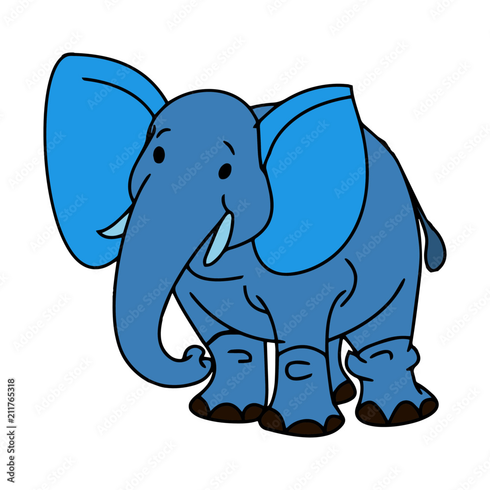 Fototapeta premium Elephant cartoon illustration isolated on white background for children color book