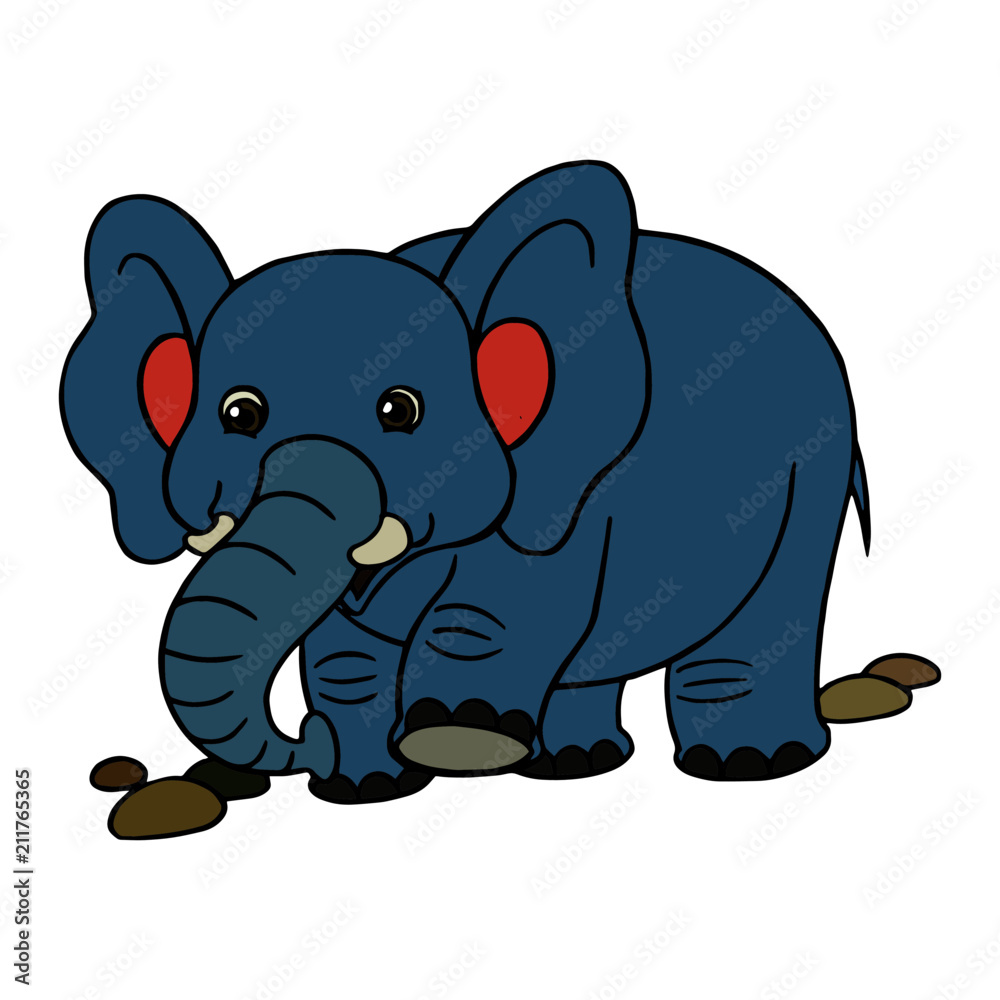 Fototapeta premium Elephant cartoon illustration isolated on white background for children color book