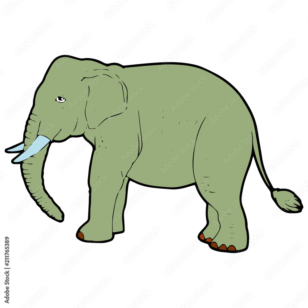 Fototapeta premium Elephant cartoon illustration isolated on white background for children color book