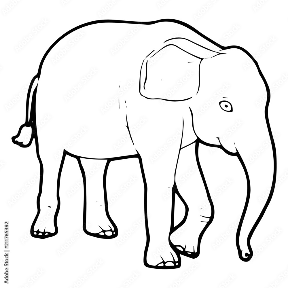 Elephant cartoon illustration isolated on white background for children color book