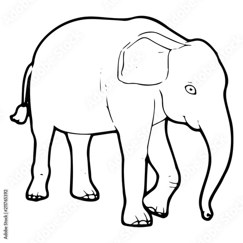 Elephant cartoon illustration isolated on white background for children color book © Huy