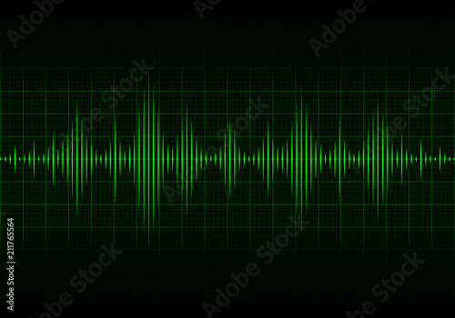 Sound waves oscillating glow light, Abstract technology background, Vector