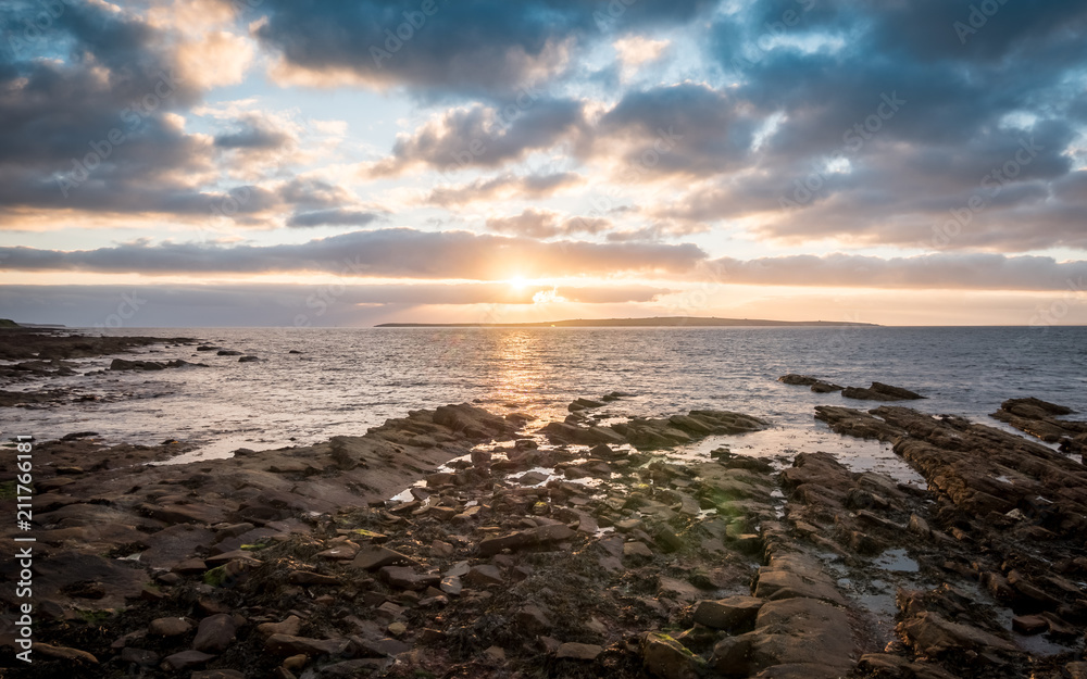 Sunset and coastline from John O'Groats, Scotland