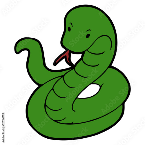 Snake cartoon illustration isolated on white background for children color book © Huy