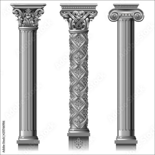Set of classic silver columns