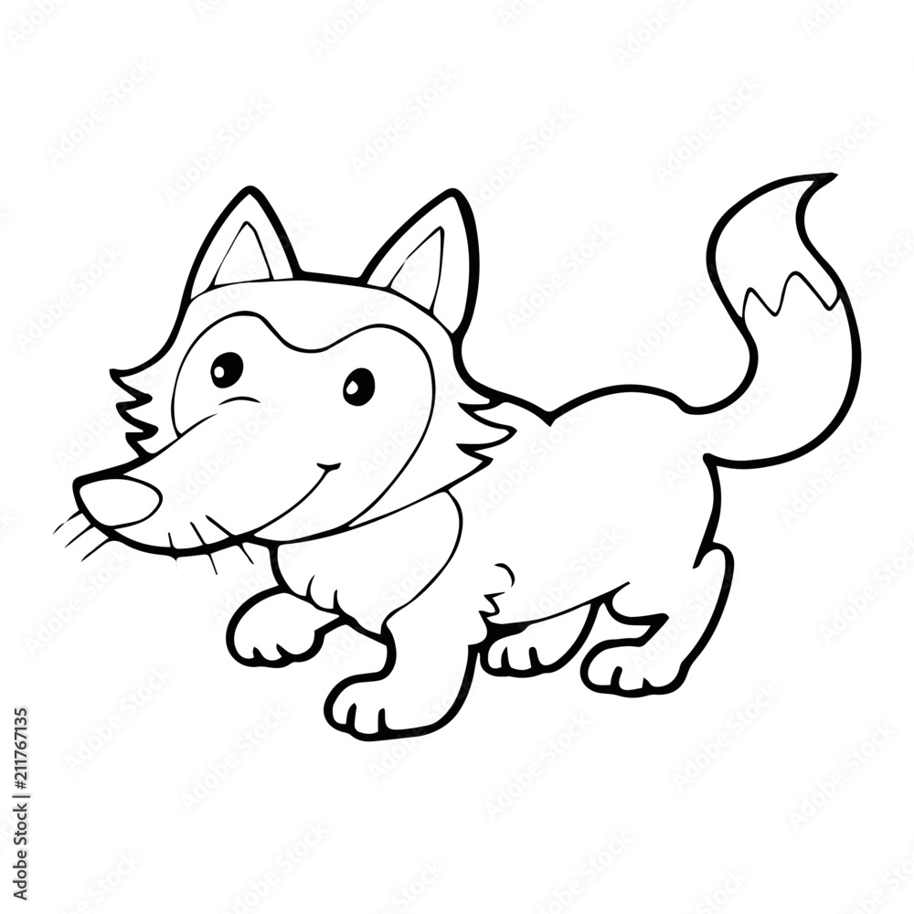 Fox cartoon illustration isolated on white background for children color book Fox cartoon illustration isolated on white background for children color book