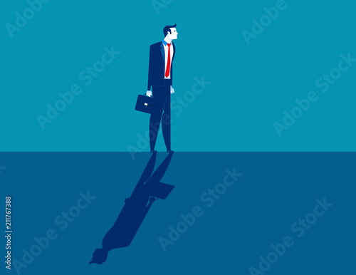 Businessman and shadow. Concept business contrasts vector illustration, Direction, Different.