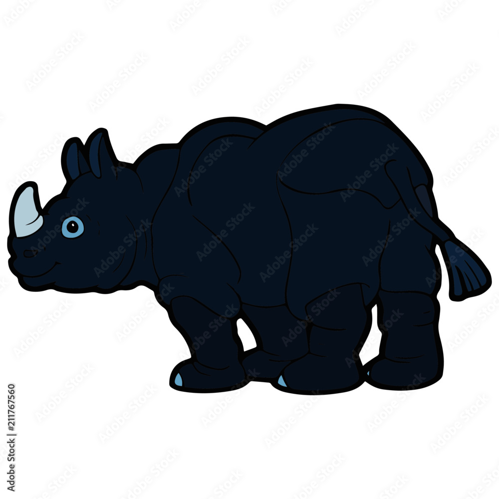 Rhino cartoon illustration isolated on white background for children color book